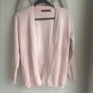 Love Scarlett lightweight blush open pointelle knit pattern cardigan med NWT